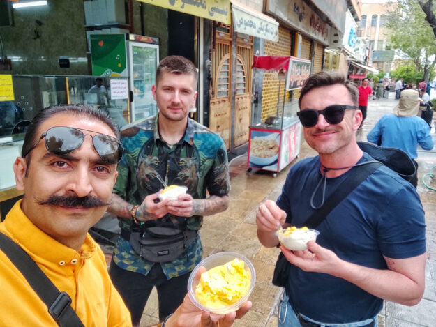 Two Polish Tourist with Alireza Damadzadeh the certified tour guide and Travel advisor in Iran