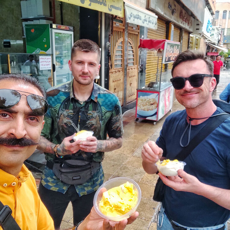 Two Polish Tourist with Alireza Damadzadeh the certified tour guide and Travel advisor in Iran