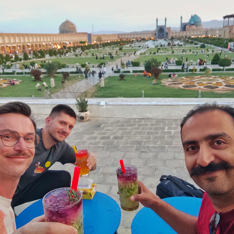 Two Polish Tourists with Alireza Damadzadeh the certified tour guide and Travel advisor in Iran
