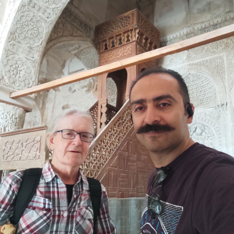 A British Tourist with Alireza Damadzadeh the certified tour guide and Travel advisor in Iran