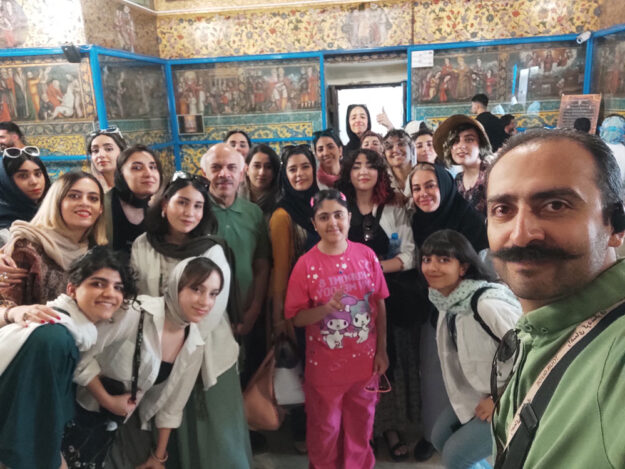 A Graphic students with Alireza Damadzadeh the certified tour guide and Travel advisor in Iran-Isfahan