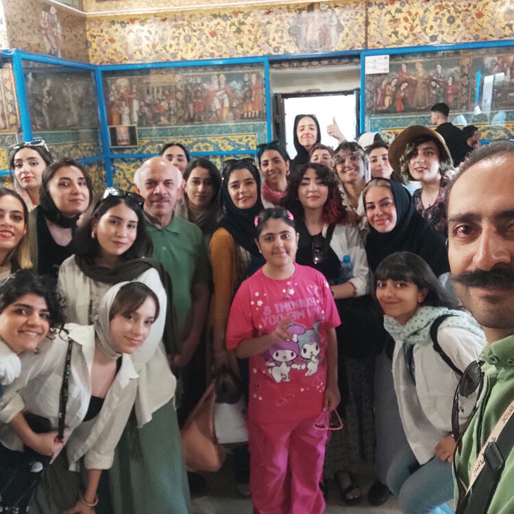 A Graphic students with Alireza Damadzadeh the certified tour guide and Travel advisor in Iran-Isfahan