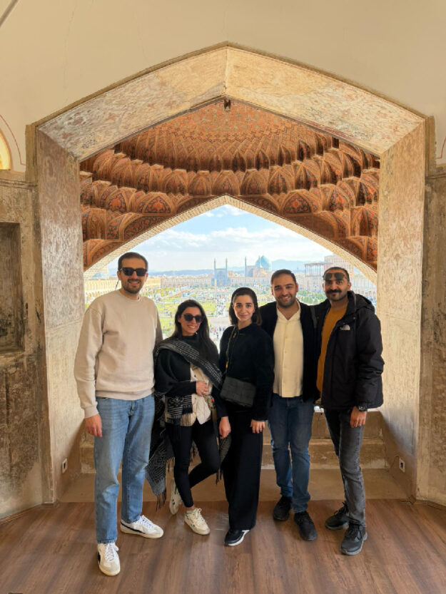 Iranian couples Tourists and Travel Blogger in Isfahan with Alireza Damadzadeh the certified tourguide