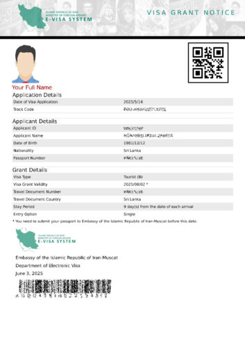 Iran Visa sample by Alireza Damadzadeh