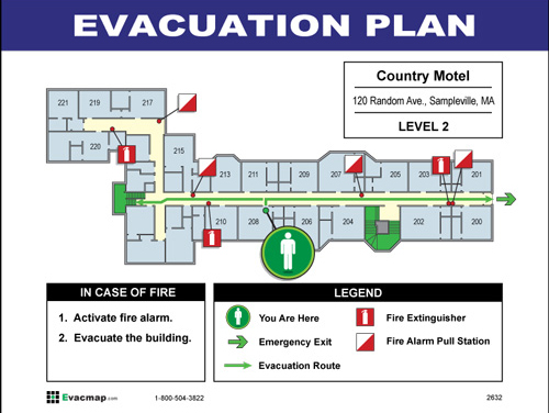 نقشه مسیر اضطراری تخلیه هتل
